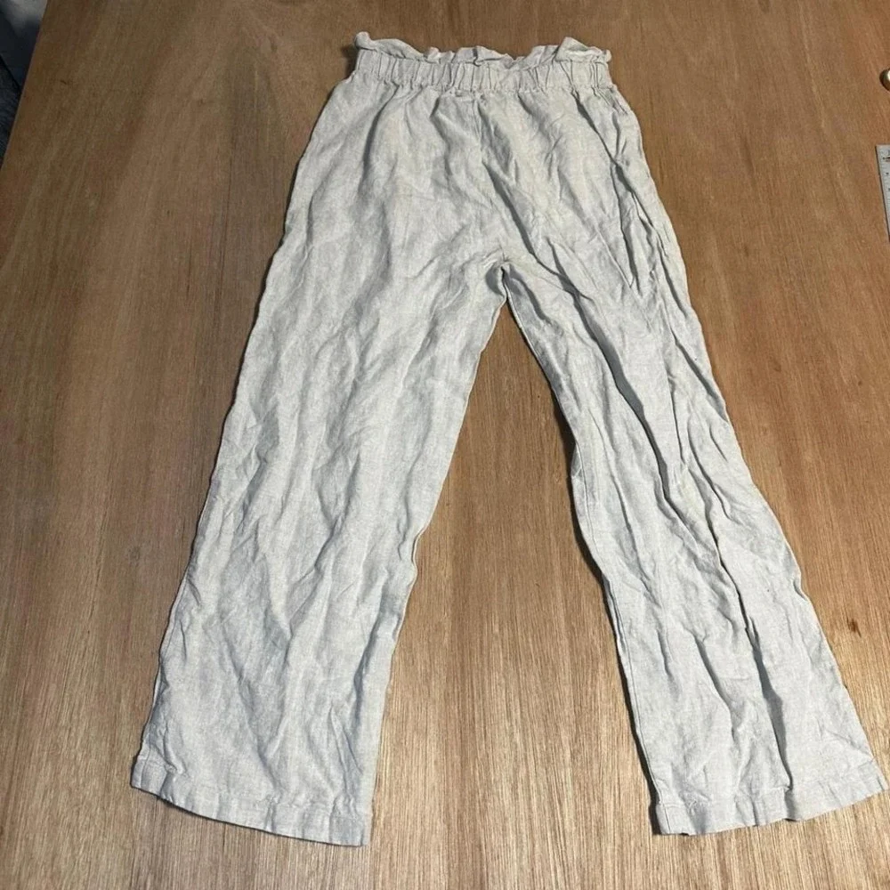 Reformation Linen Blend Paperbag Waist Wide Leg Pants Size 8